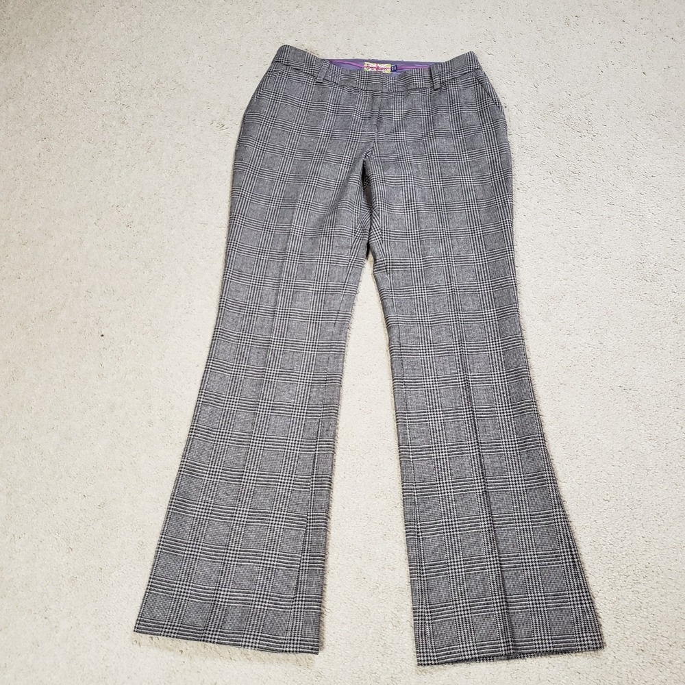 Boden British Tweed by Moon Gray Wool Pants US 6 R Flare Leg Tailored Classic